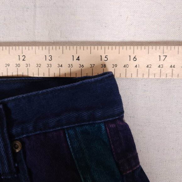 Zena Blue Jeans Colorblock Womens 13 Blue Purple Green Retro 80s 90s FLAW - Picture 4 of 14